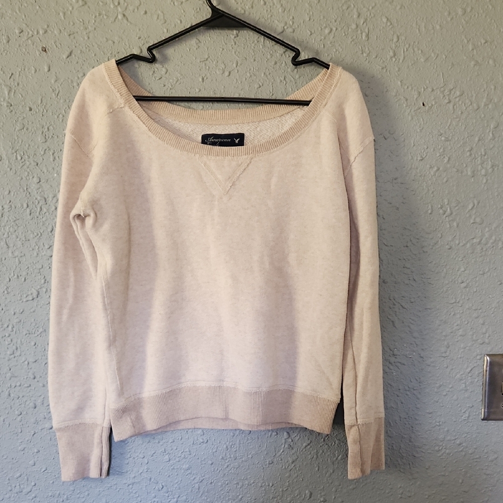 American Eagle Outfitters Women's Cream Scoop Neck Sweater